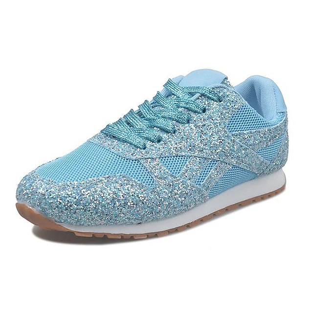 Women's Trainers Athletic Shoes Sneakers Sequins Plus Size Bling Bling Sneakers Outdoor Daily Summer Sequin Platform Flat Heel Round Toe Sporty Classic Casual Tennis Shoes Walking Shoes Mesh Lace-up - Deanwangkt