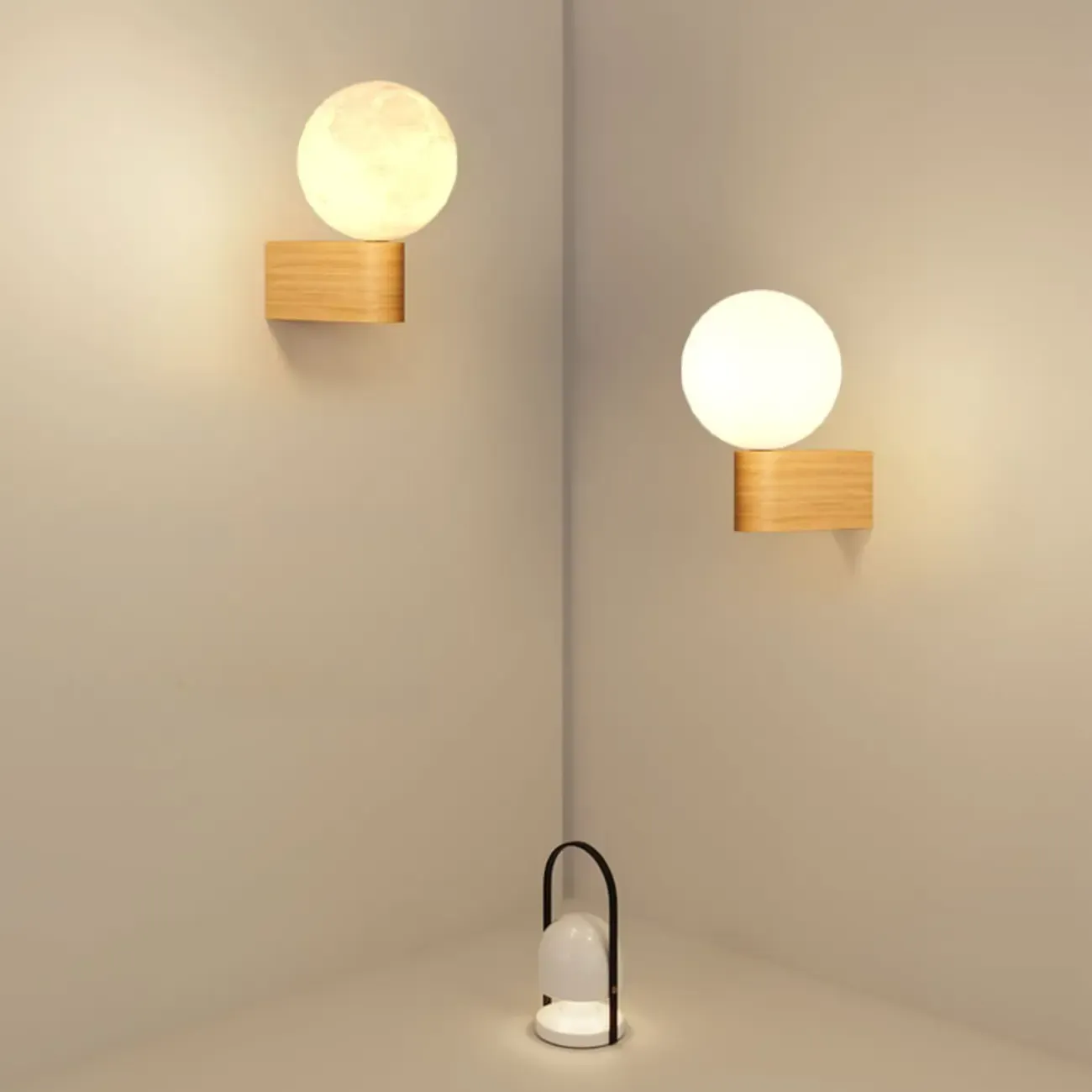 Modern Wood and Acrylic Globe Wall Sconce for Bedroom