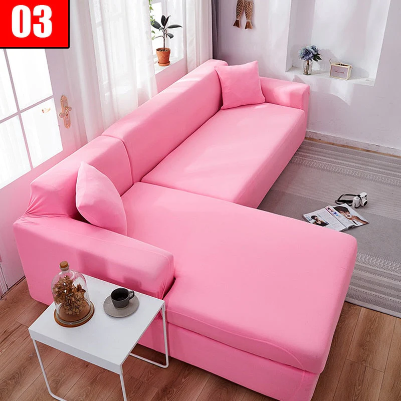 HULIANFU Solid Color Elastic Sofa Cover For Living Room 1/2/3/4 Seater L-Shaped Corner Sofa Cover Slipcover Stretch Couch Armchair Covers - Deanwangkt