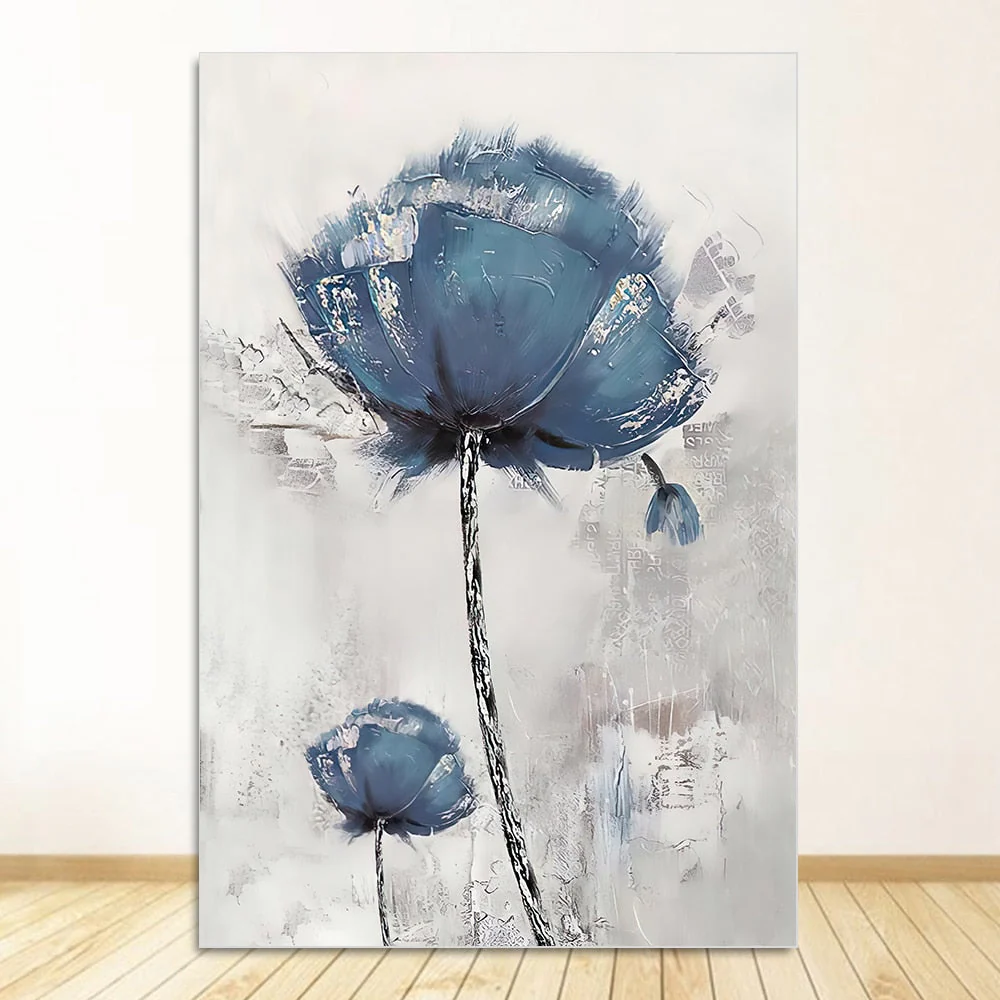 HULIANFU Scandinavian Flower Canvas Art Abstract Painting Print Feather Decoration Picture for Living Room Nordic Home Decor Wall Poster - Deanwangkt