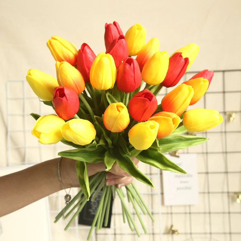HULIANFU 2026  10PCS Artificial Flowers Garden Tulips Real Touch Flowers Tulip Bouquet Decor Mariage for Home Wedding Decorations Fake Flower - Deanwangkt