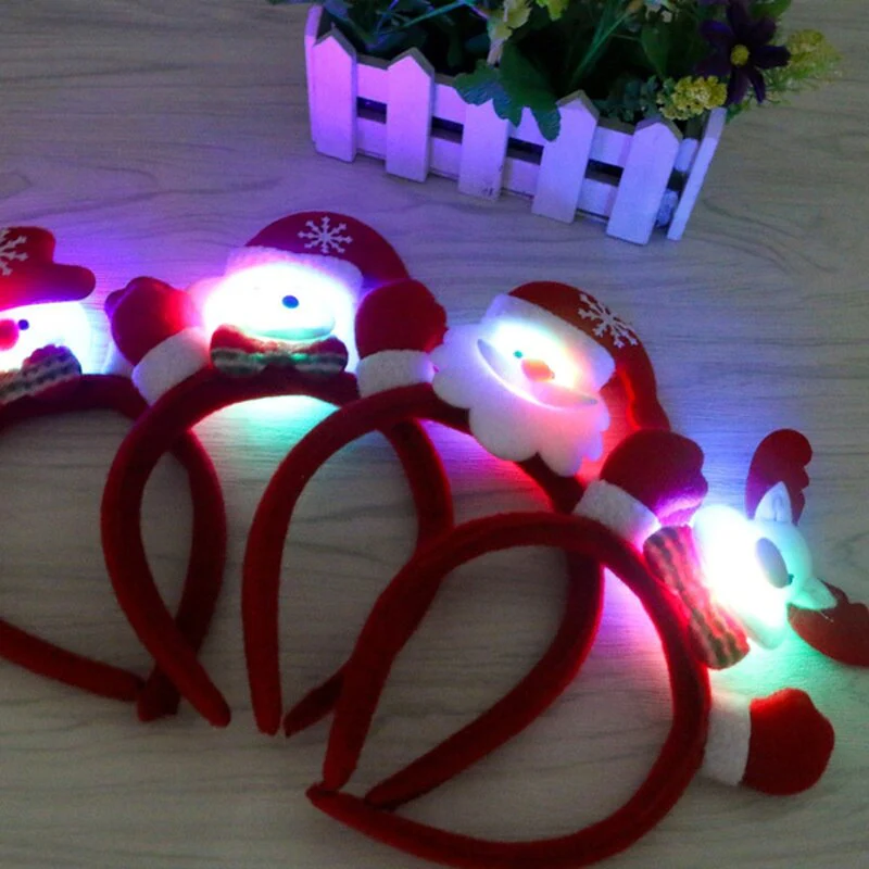 HULIANFU 2026  Christmas Headband LED Christmas Decorations Gift Hairpin Antlers Headband New Year Decorations Santa Headband Christmas Decor - Deanwangkt
