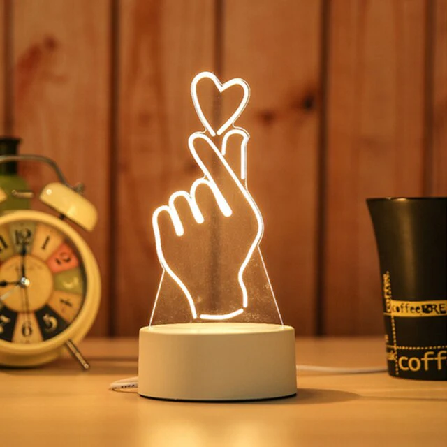 HULIANFU Romantic Love 3D Lamp Heart-shaped Balloon Acrylic LED Night Light Decorative Table Lamp Valentine  Day Sweetheart Wife  Gift - Deanwangkt