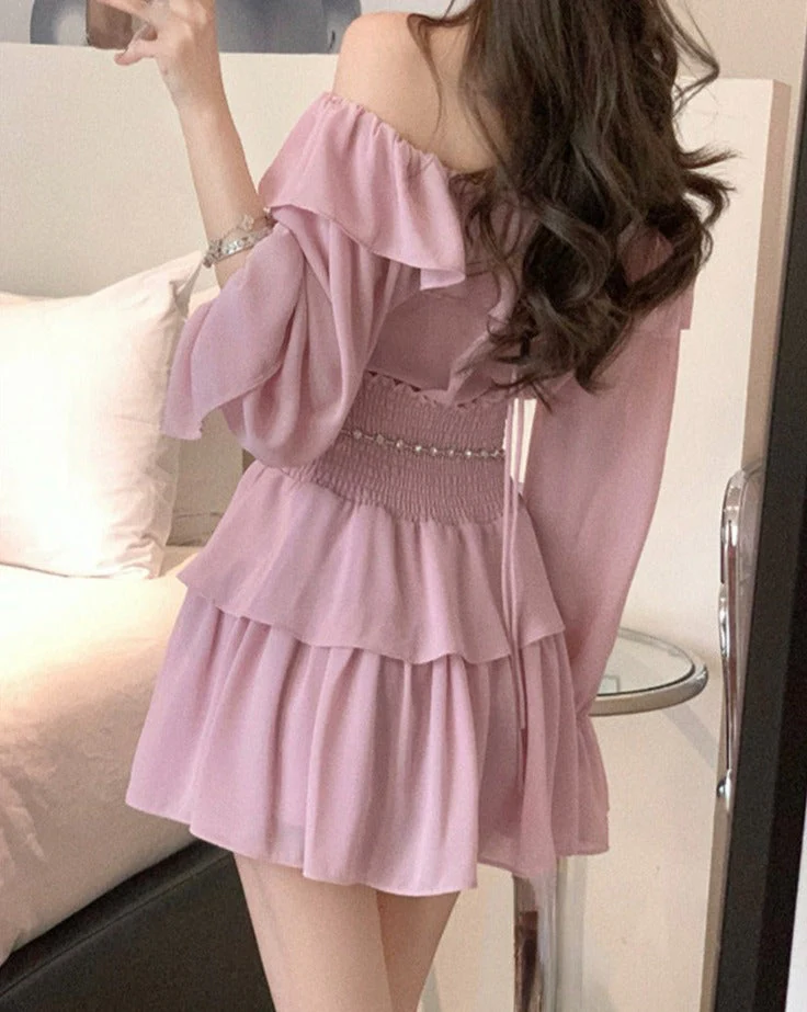 Hulianfu Two Piece Sets Womens Outifits 2026  New Fashion Casual Long Sleeve Chiffon Tops Chic Solid High Waisted Mini Skirt Sets - Deanwangkt