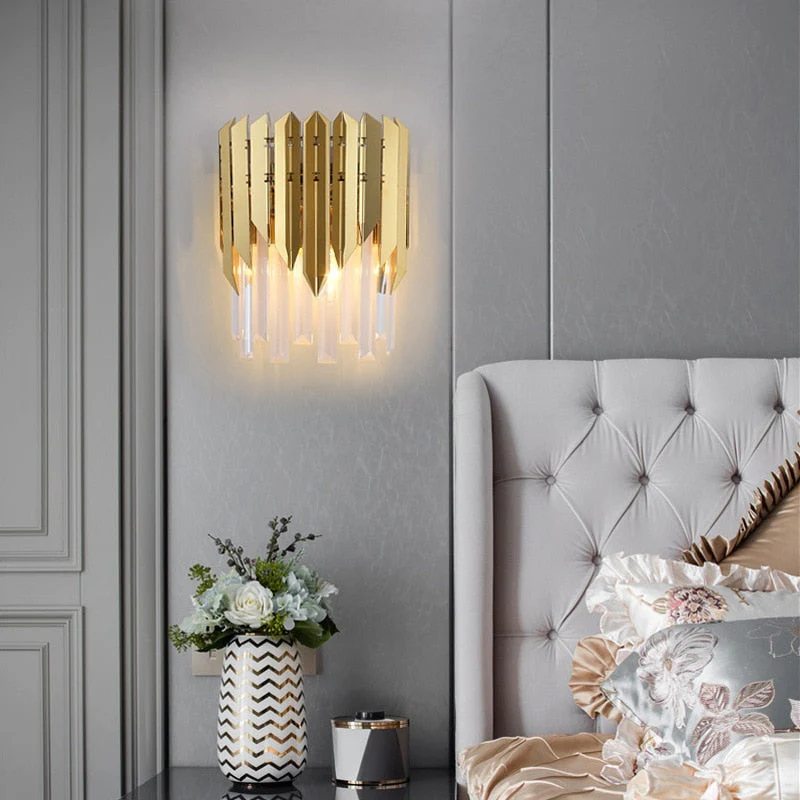 HULIANFU Luxury Modern Crystal Wall Lamps for Hotel Club Bedroom Bedside Living Room TV Background Study Wall Lights Home Decor Lighting - Deanwangkt
