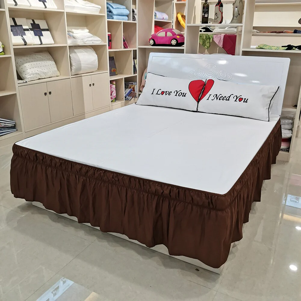 HULIANFU Pleated Bed Skirt Single and Double Dustproof  Cover Surrounding ding Plain Elastic Band  Apron - Deanwangkt