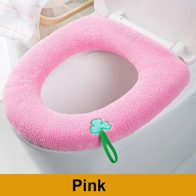 HULIANFU Winter Warm Toilet Seat Cover Closestool Mat 1Pcs Washable Bathroom Accessories Knitting Pure Color Soft O-shape Pad Bidet Cover - Deanwangkt