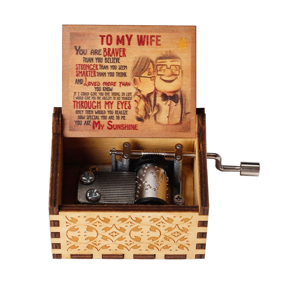 HULIANFU New Attack On Titan Queen Music Box Antique Carved Wooden Hand Cranks Power Game Crossing Rainbow Christmas Birthday Gifts - Deanwangkt