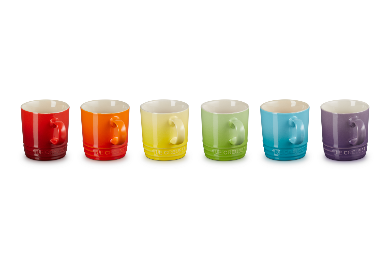 Stoneware Rainbow Set of 6 Espresso Mugs