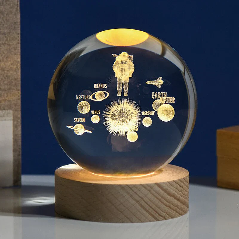 HULIANFU New 80mm K9 Crystal Solar System Planet Globe 3D Laser Engraved Sun System Ball with Touch Switch LED Light Base Astronomy Gifts - Deanwangkt