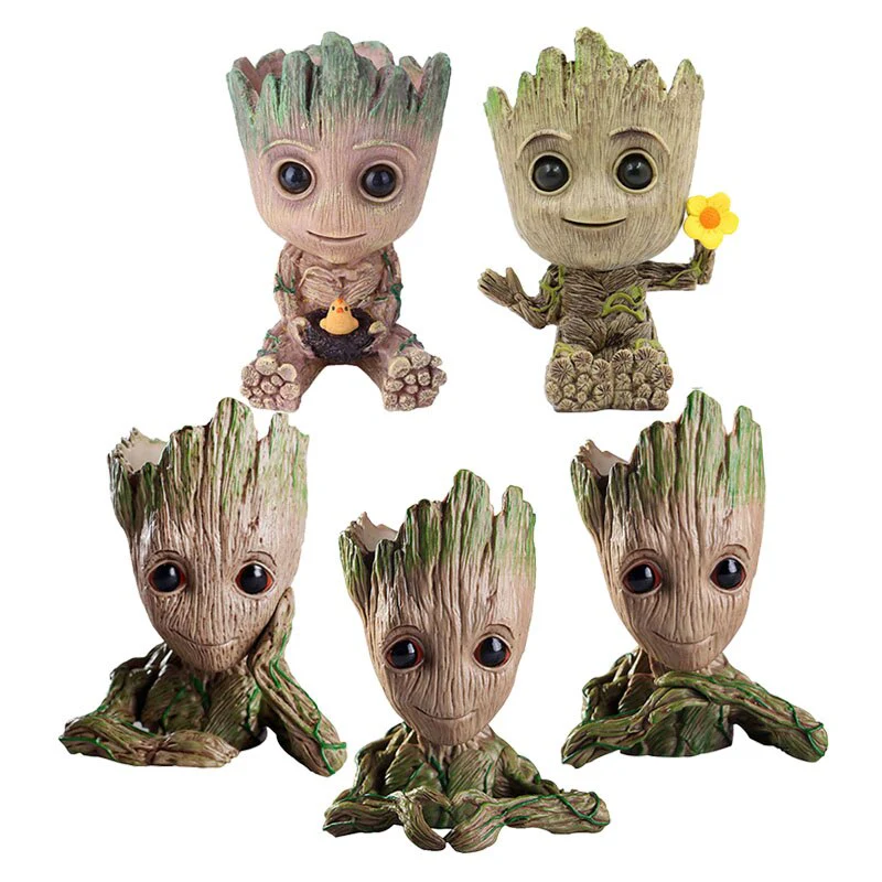 HULIANFU Strongwell Home Decoration Flower Vase Miniature Model Succulent Flower Pots Desktop Display Figurines Baby Groot Artware Gifts - Deanwangkt