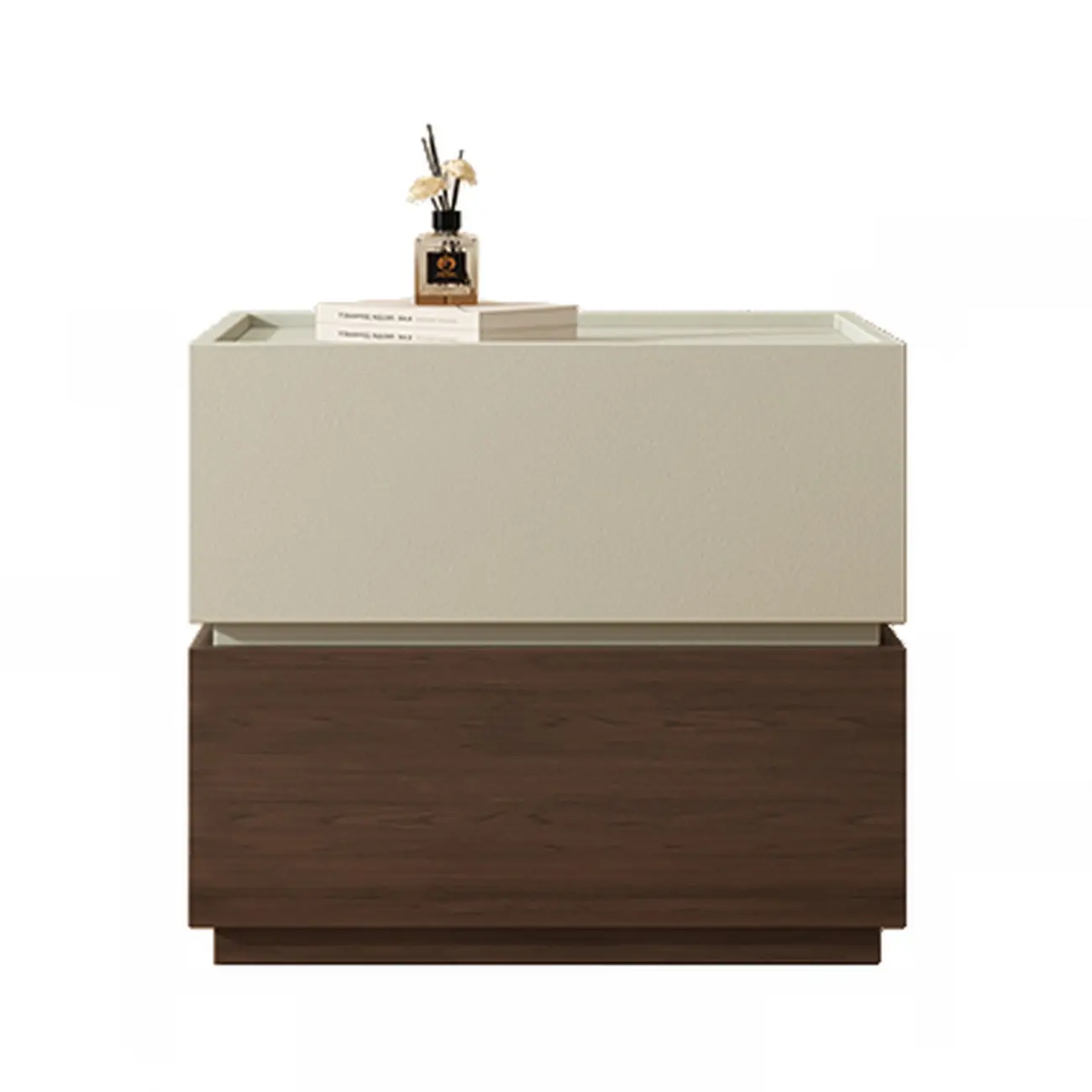 Modern Wood Two-Tone Drawers Nightstand