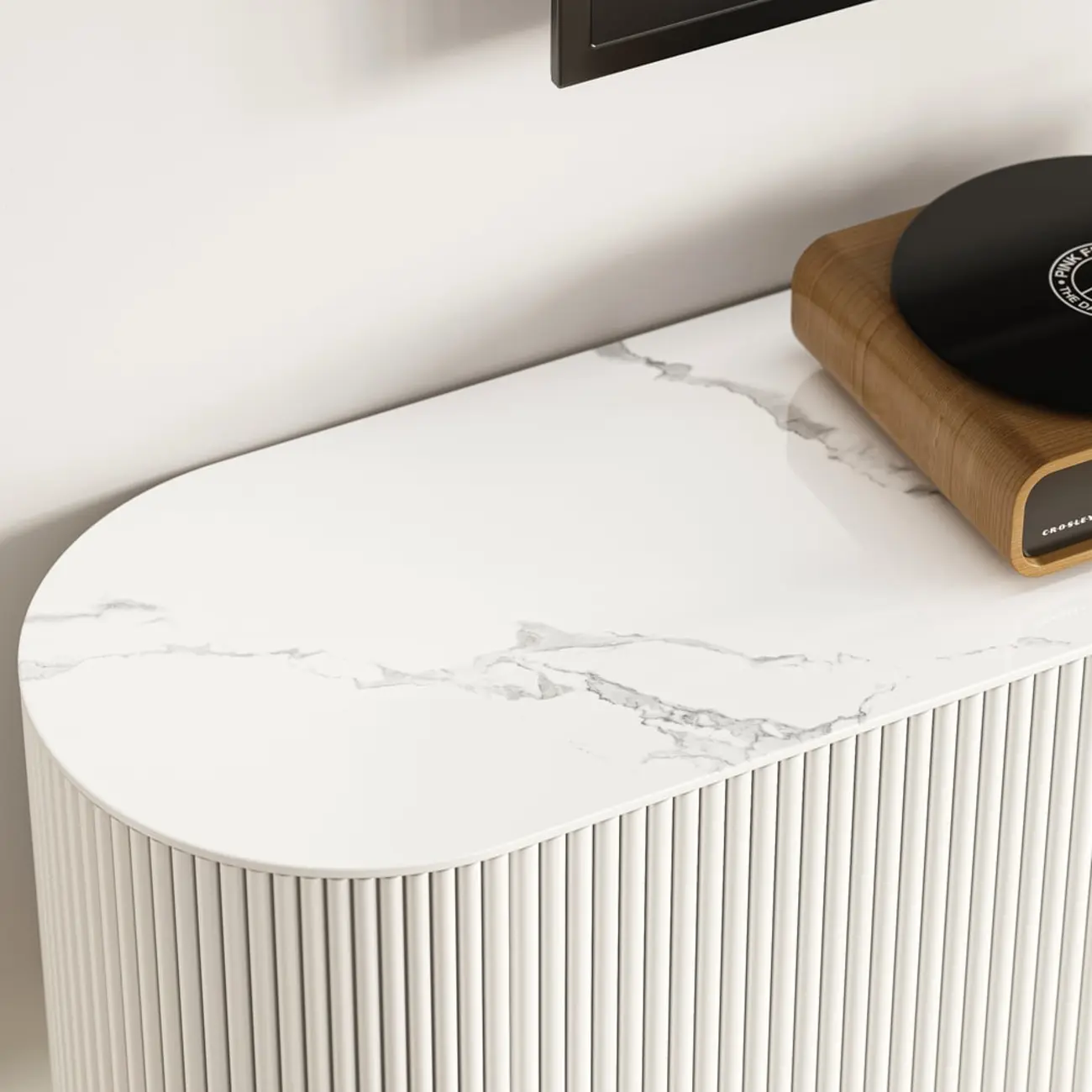 White Modern Marble 2-Drawer Wall-Mounted TV Stand