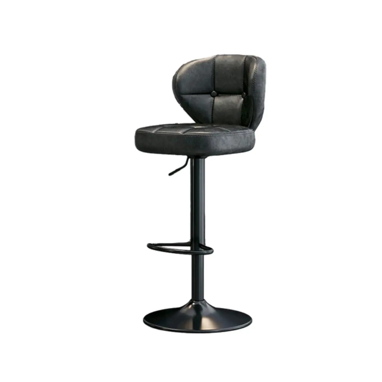 Modern Square Tufted Faux Leather Adjustable Swivel Bar Stools