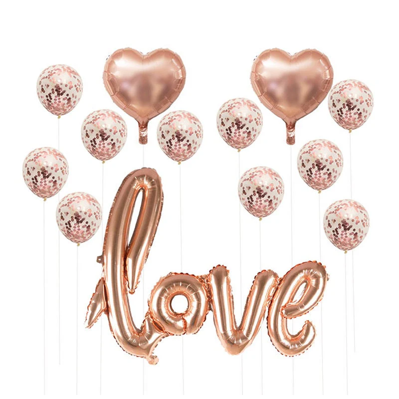 HULIANFU Rose Gold Wedding Birthday Party Balloons Happy Birthday Letter Foil Balloon Baby Shower Anniversary Event Party Decor Supplies - Deanwangkt