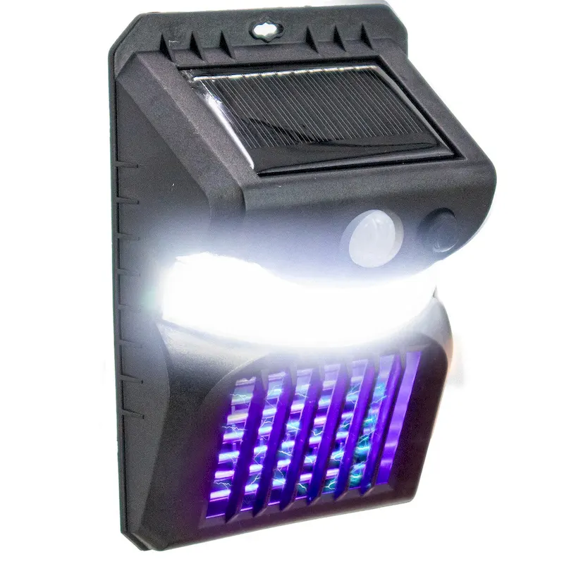 Solar Mosquito Zapper w/ LED Sensor Light UV Patio Insect Deterrent Pest Killer