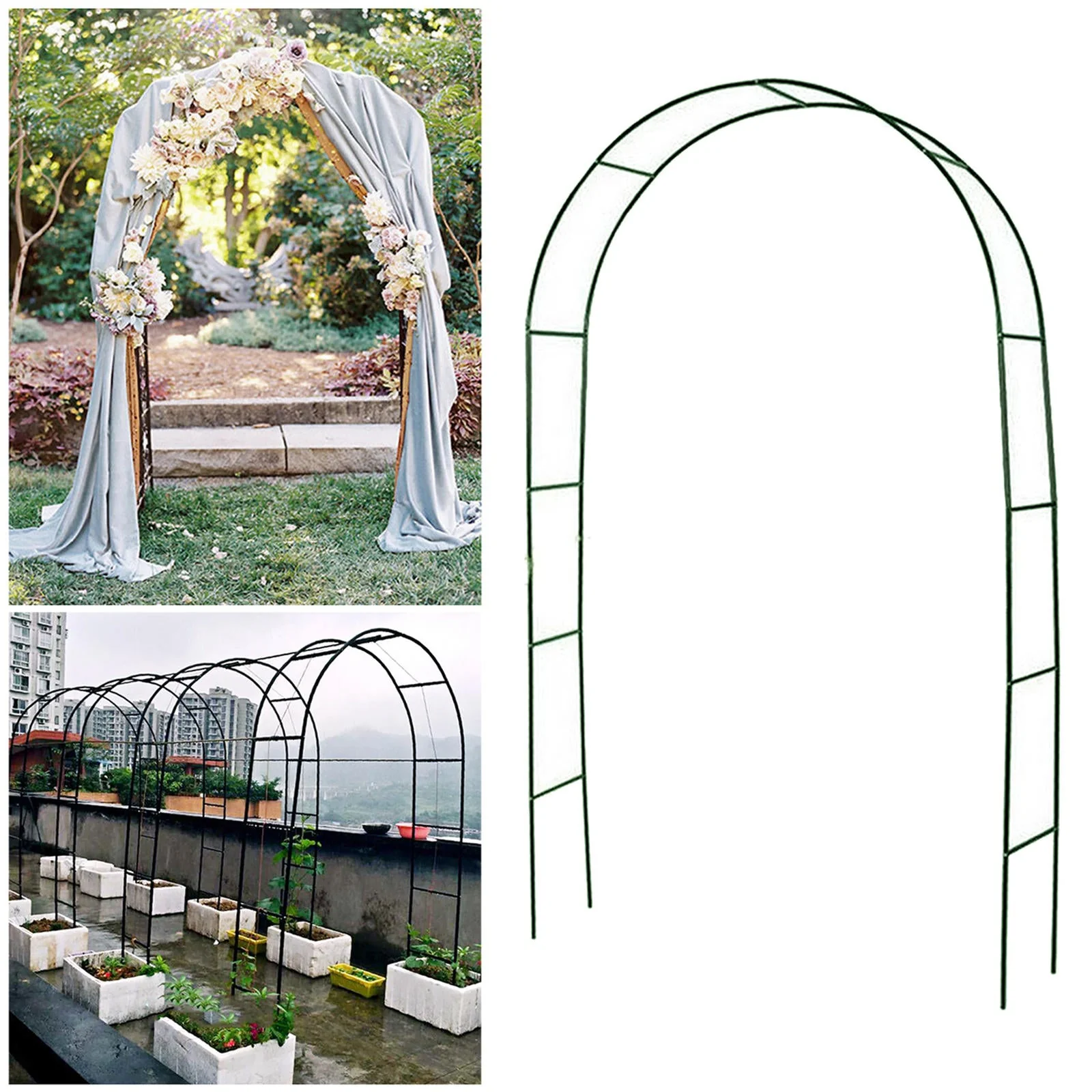 HULIANFU Metal Wedding Arch Stackable DIY Arch for Prop Supplies Decoration Easy Assembly Rose Gates Balloon Archway Arbours Party Decor - Deanwangkt