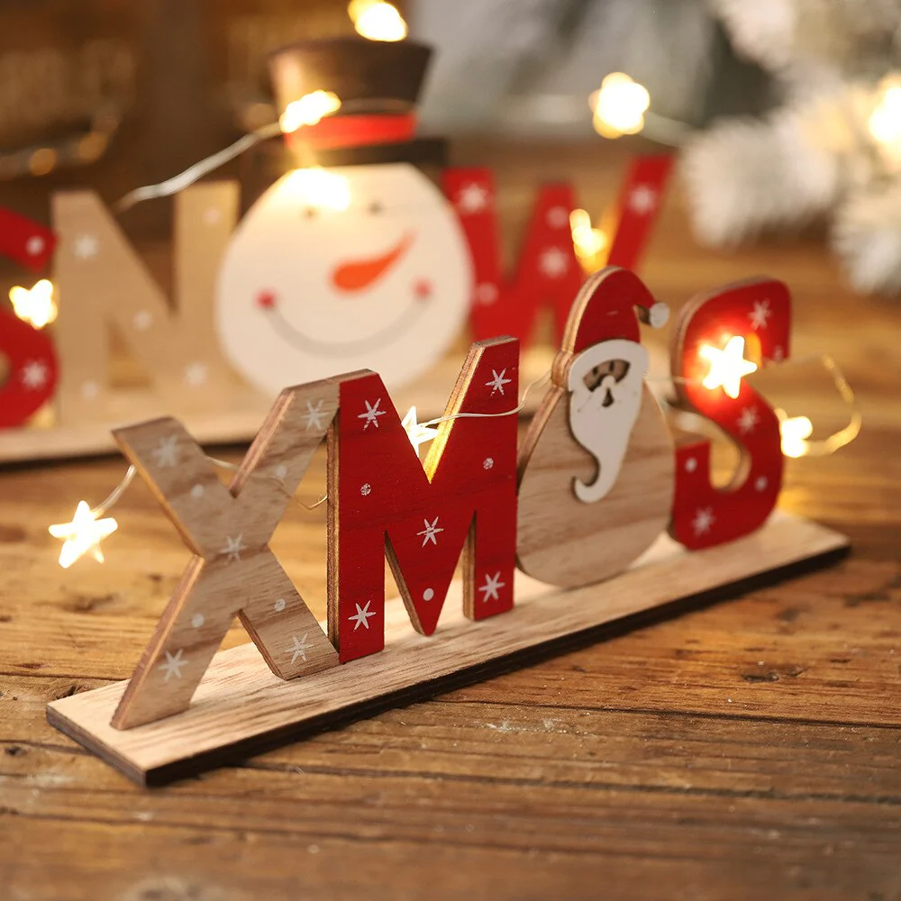 HULIANFU Wooden Christmas Door Wreath Oranments Wall Xmas Dec Merry Christmas Decor For Home  Happy New Year Naviidad Door Wreath - Deanwangkt