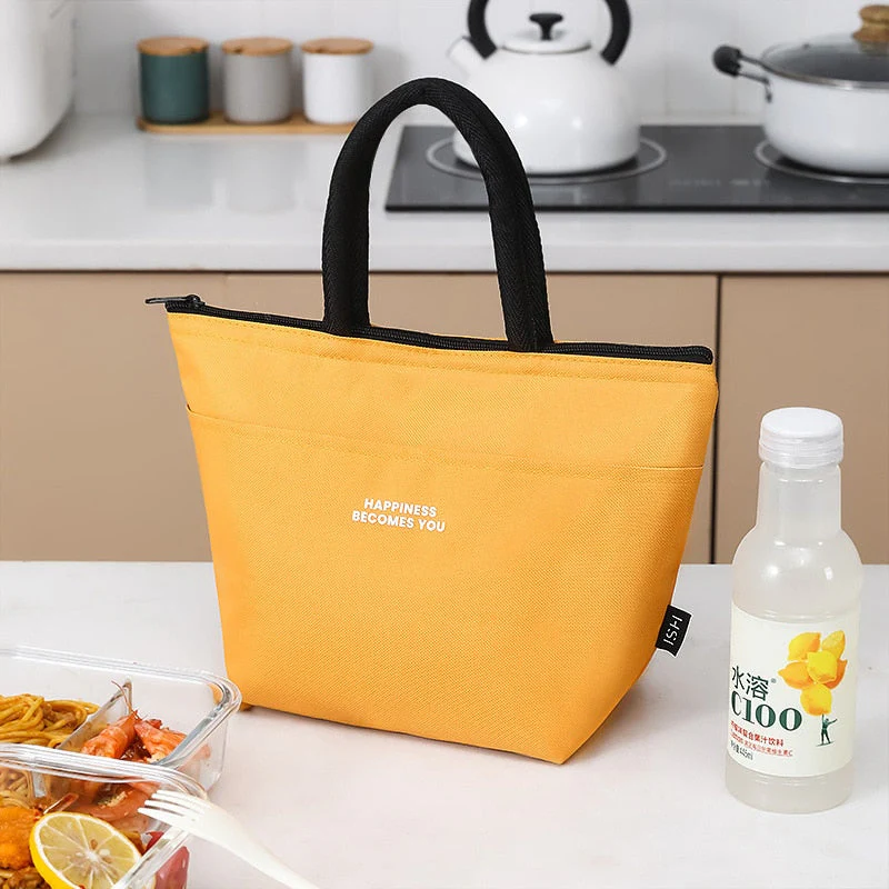 HULIANFU Lunch Bag Lunch Box Thermal Insulated Canvas Tote Pouch Kids School Bento Portable Dinner Container Picnic Food Storage Bags - Deanwangkt