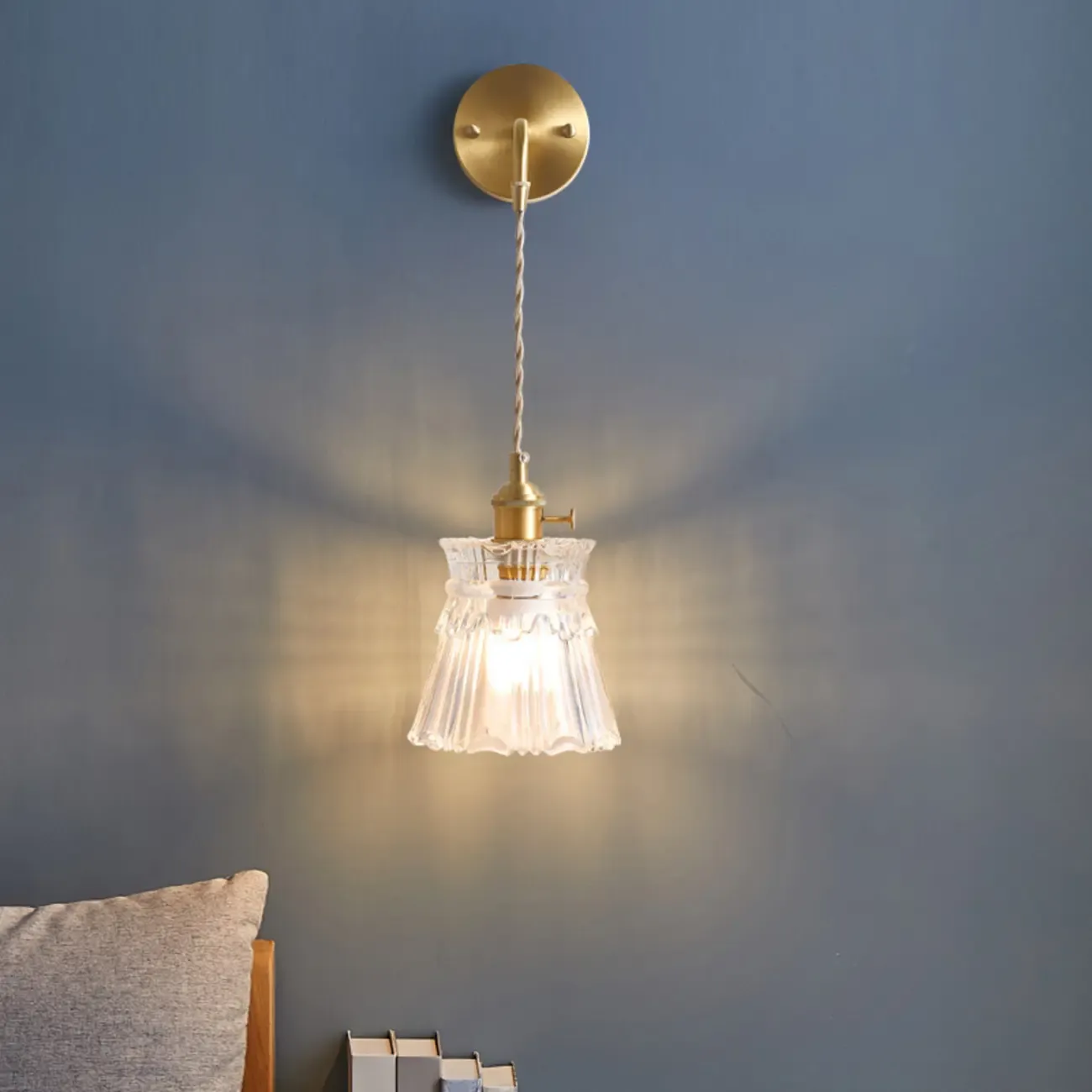 Elegant Cylinderial Gold Glass Wall Sconce