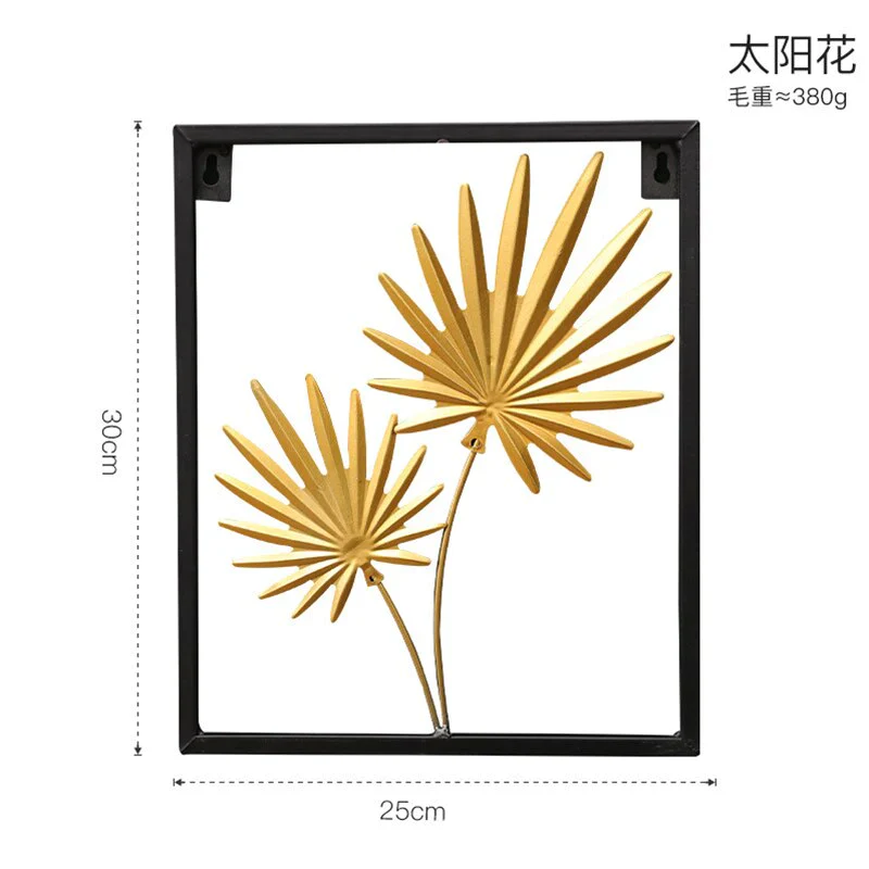 HULIANFU Nordic Metal Leaf Plant Wall Decor Wrought Iron Wall Hanging Non-perforated Wall Mural Living Room Bedroom Home Decoration Hot - Deanwangkt