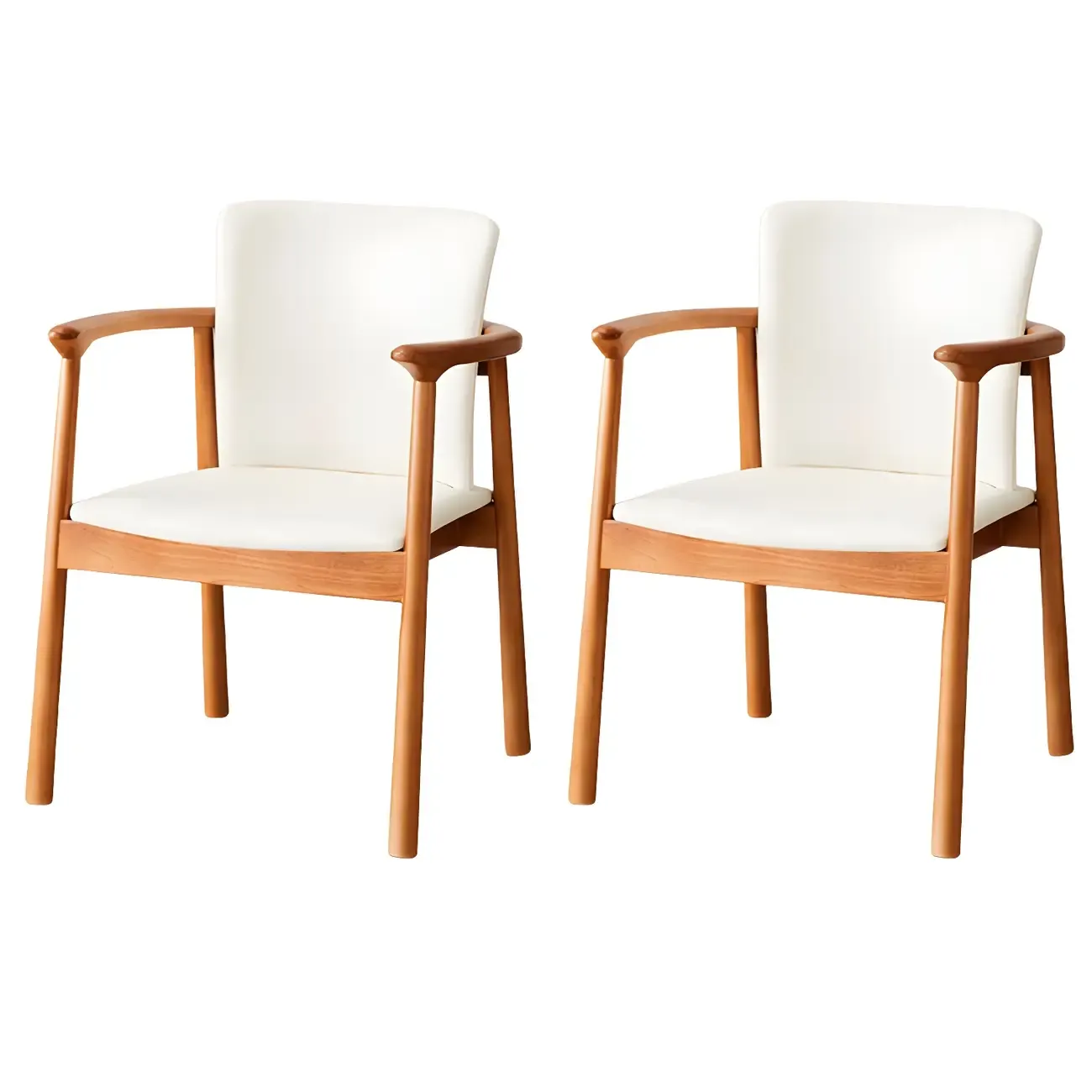 Modern Upholstered Rubberwood Arm Dining Chair Set of 2