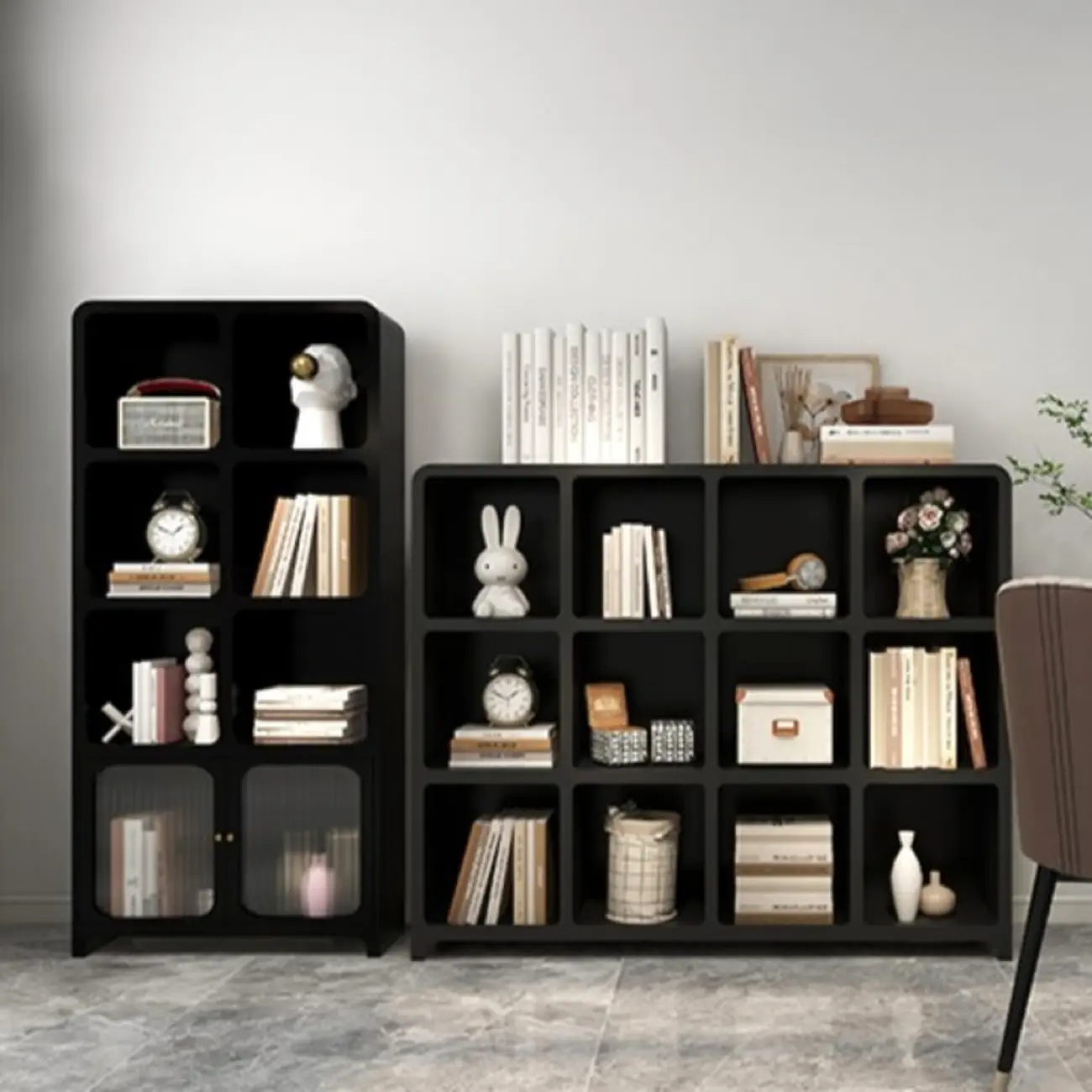 Simple Wooden Closed Back Bookcase in Black