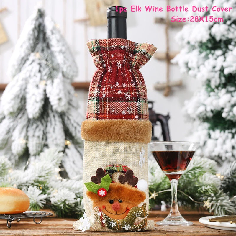 HULIANFU   Xmas Wine Bottle Dust Cover Noel Navidad Christmas Decoration for Home Dinner Decor Christmas Gift Tree Ornament New Year 2026 - Deanwangkt