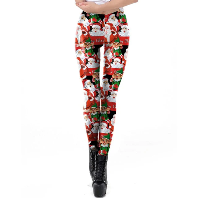 Women Leggings Fashion 3D Digital Printing Christmas Leggings Funny Sexy Printed Elastic Christmas Skinny Leggings Gothic - Deanwangkt