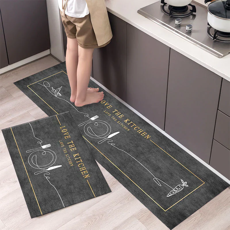 HULIANFU New Hot Sale Kitchen Floor Mat Tableware Pattern Entrance Doormat Bathroom Door Floormat Parlor Anti-slip Antifouling Long Rugs - Deanwangkt