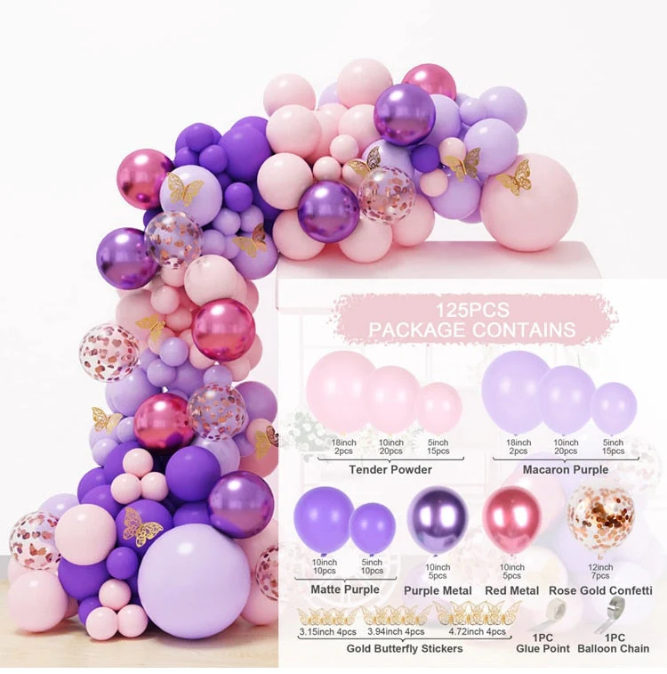 HULIANFU Macaron Pink Balloon Garland Arch Kit Wedding Birthday Party Decoration Kids Globos Rose Gold Confetti Latex Ballon Baby Shower - Deanwangkt
