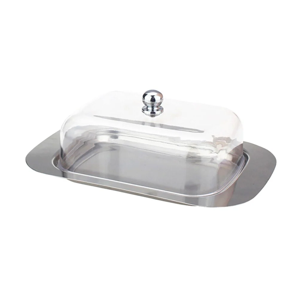 HULIANFU Stainless Steel Butter Dish Box Container Cheese Server Storage Keeper Tray With Lid Fresh Keeping Container Kitchen Dinnerware - Deanwangkt