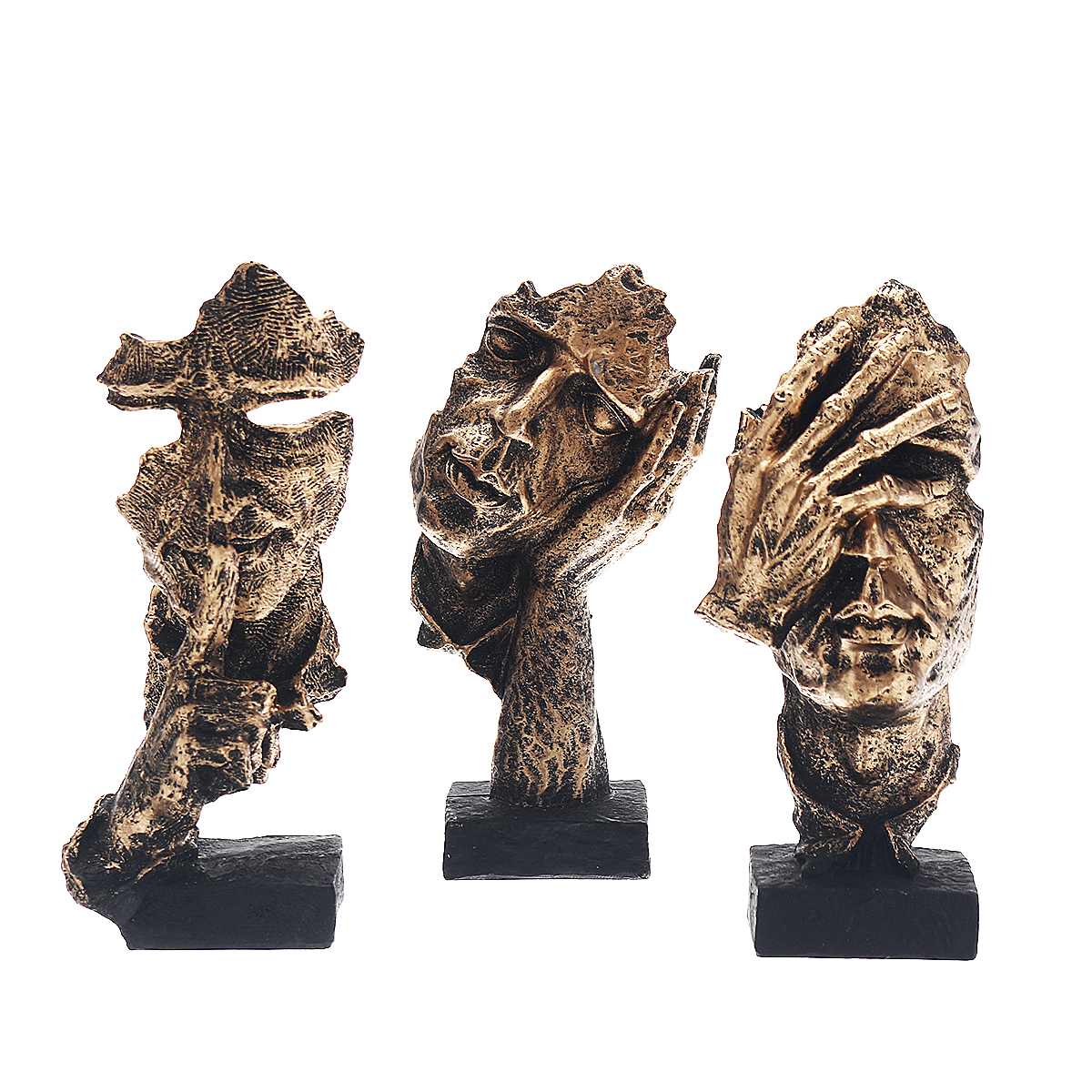 HULIANFU Nordic Simple Abstract Sculpture Figurine Ornaments Silence Is Gold Office Home Decoration Accessories Modern Art Resin Decor - Deanwangkt