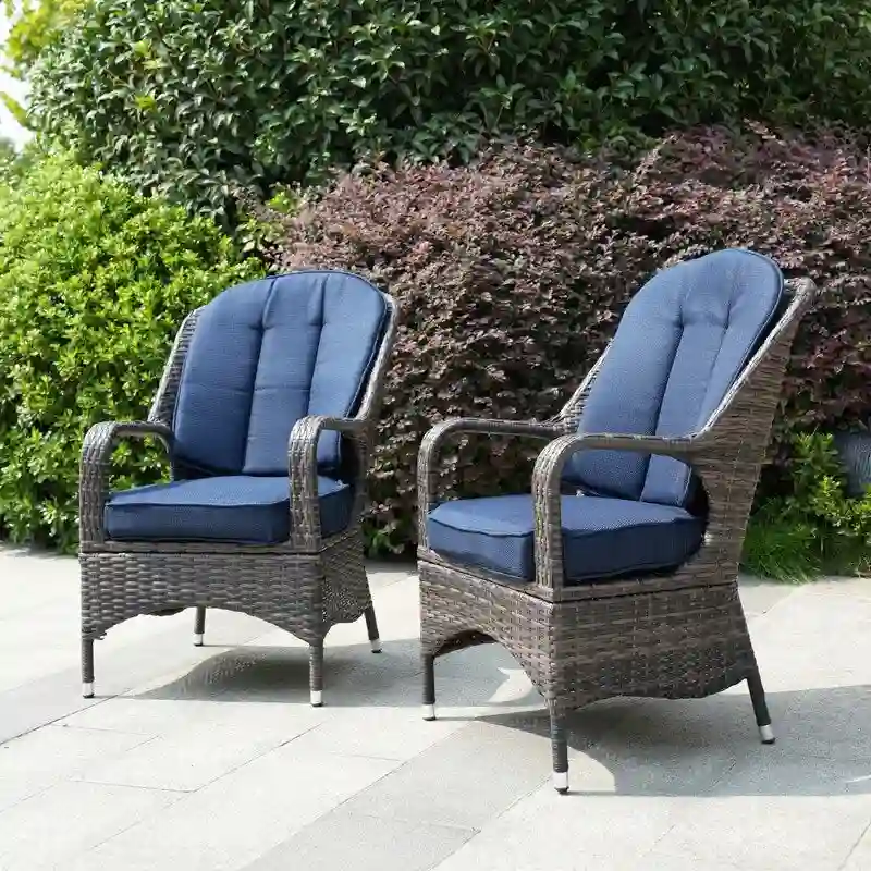 2-Piece Patio Brown Wicker Arm Chair with Cushion