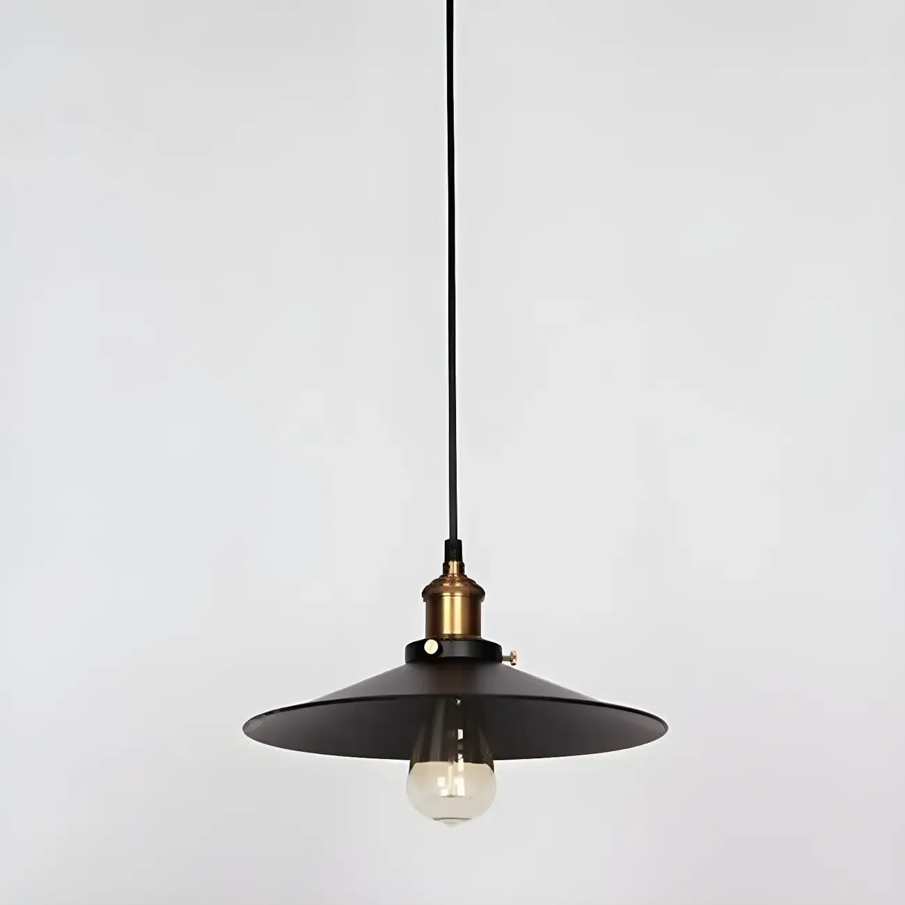 Industrial Black Metal Cone Hanging Pendant Light Fixture