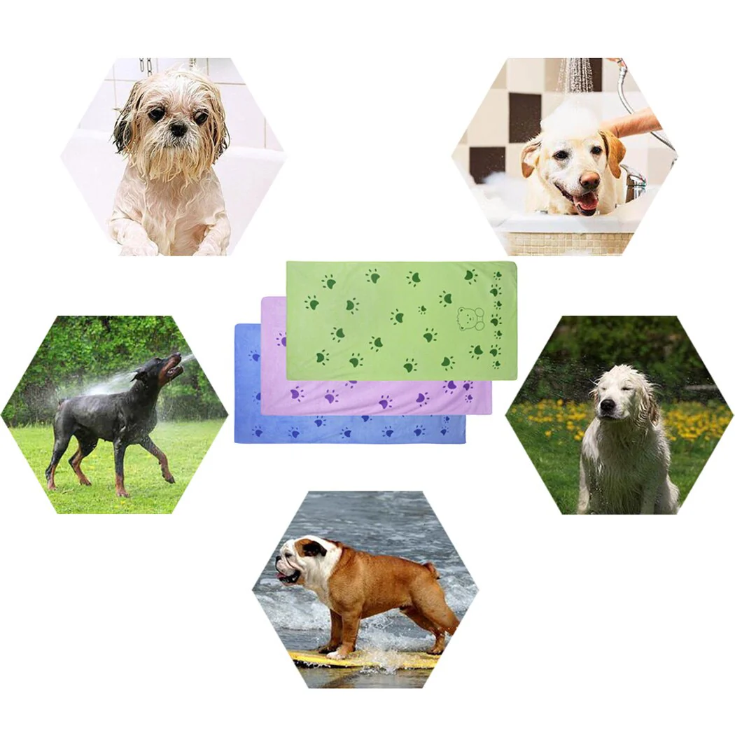HULIANFU Legendog 1pcs Pet Bath Towel Footprint Printed Oversized Microfiber Towel Strong Absorbing Water Dog Bath Dry Towel Pet Supplies - Deanwangkt