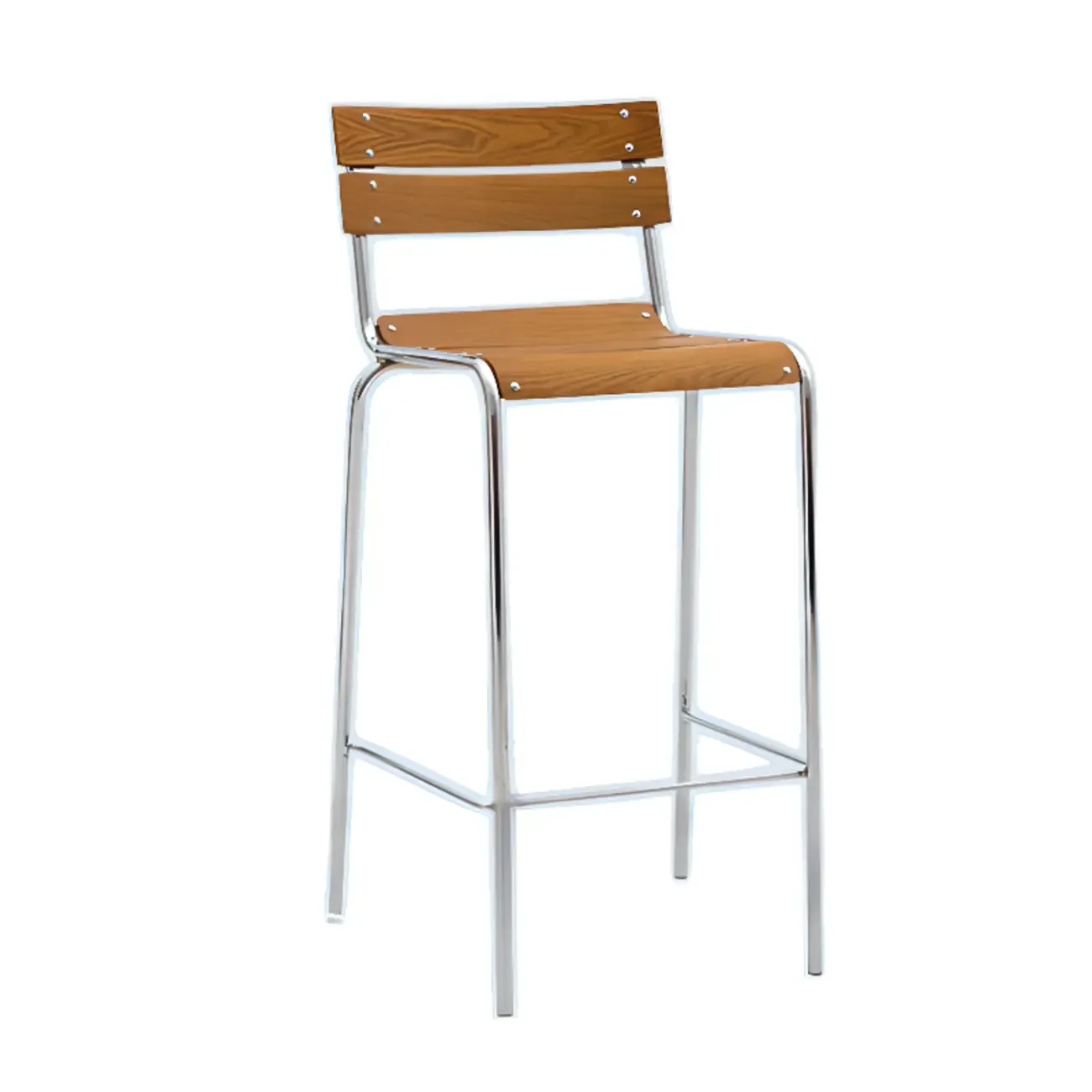 Industrial Brown Wood Rectangle Stackable Bar Stools with Back