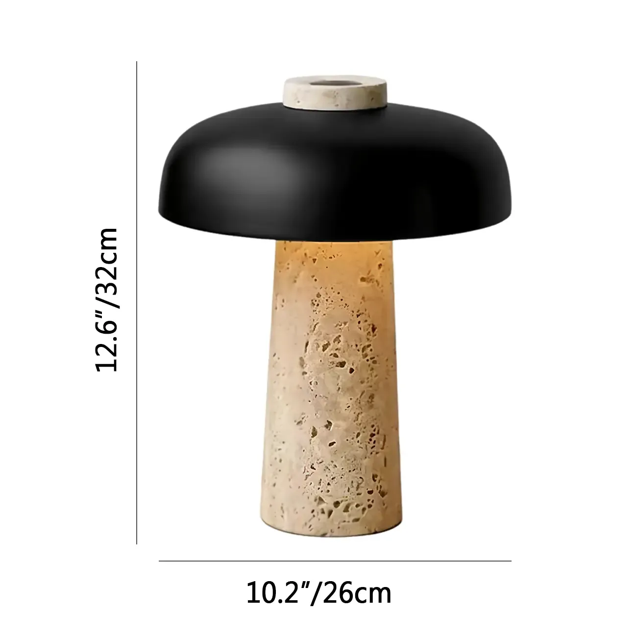 Modern Travertine Stone Table Lamp with Iron Shade