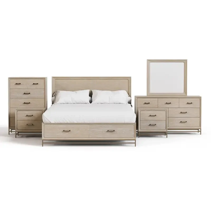 Furniture of America Drayden Transitional Oak Solid Wood 6-Piece Bedroom Set
