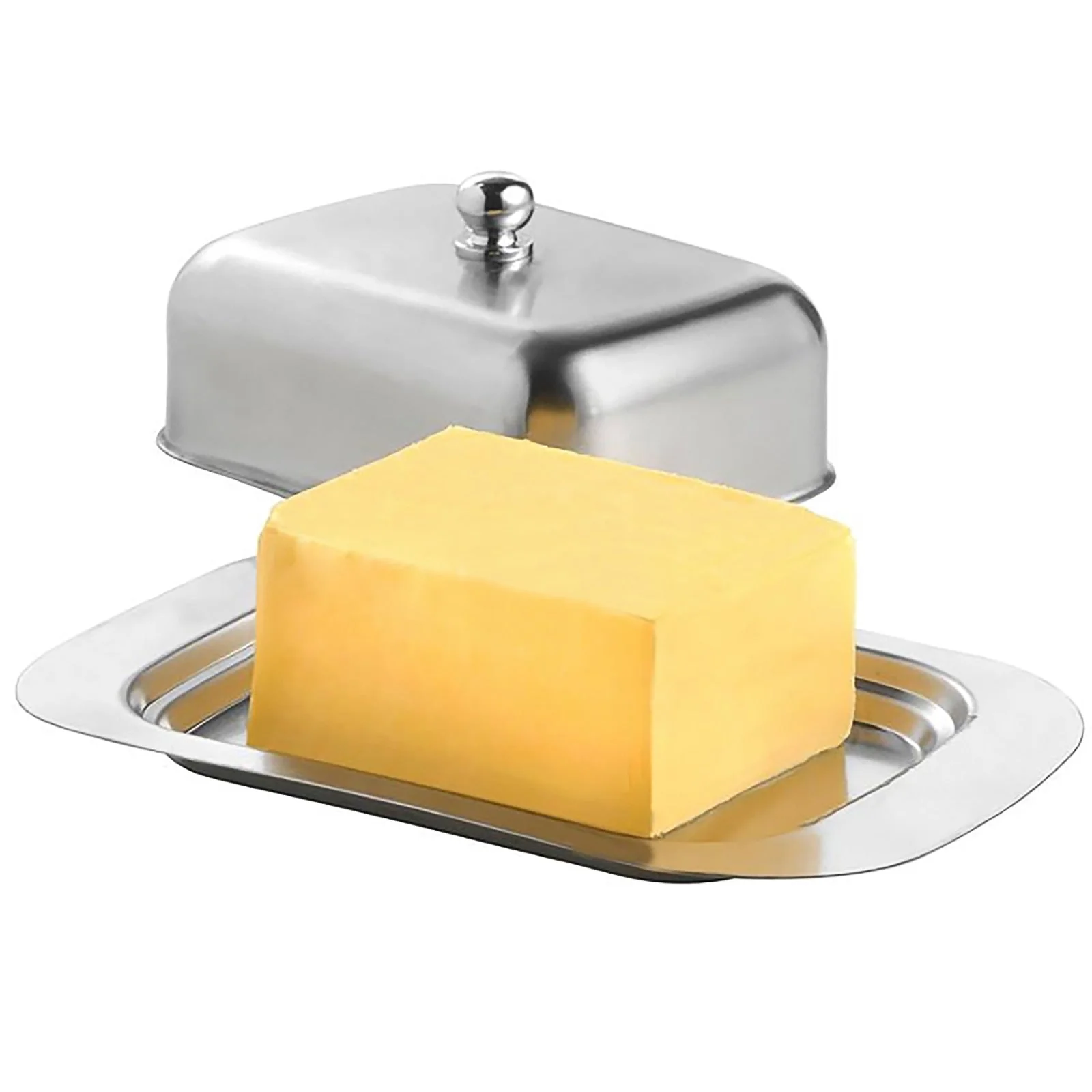 HULIANFU Stainless Steel Butter Dish Box Container Cheese Server Storage Keeper Tray With Lid Fresh Keeping Container Kitchen Dinnerware - Deanwangkt