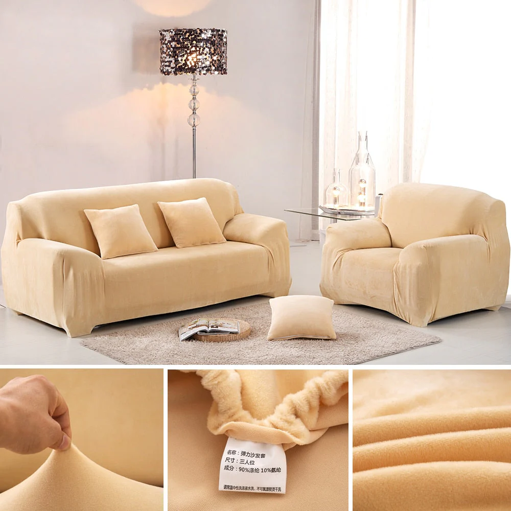 HULIANFU Plush Thick Sofa Cover for Living Room Adjustable Elastic Corner Couch Covers Sectional Slipcover Decor Sofa Chaise Cover Lounge - Deanwangkt