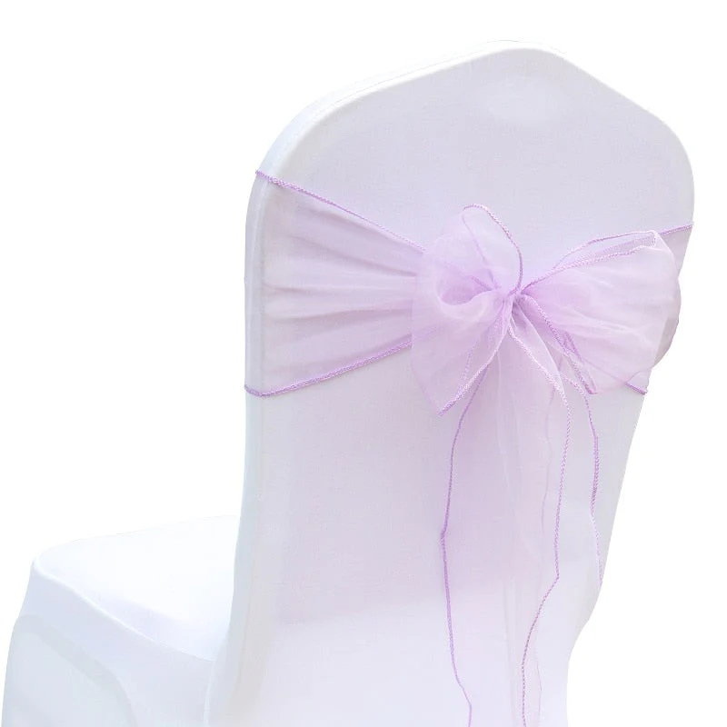HULIANFU Wedding Decoration Organza Chair Sashes Bow For Party Christmas Halloween hotel Chair Decoration Supplies(Pack of 50pcs  pink) - Deanwangkt
