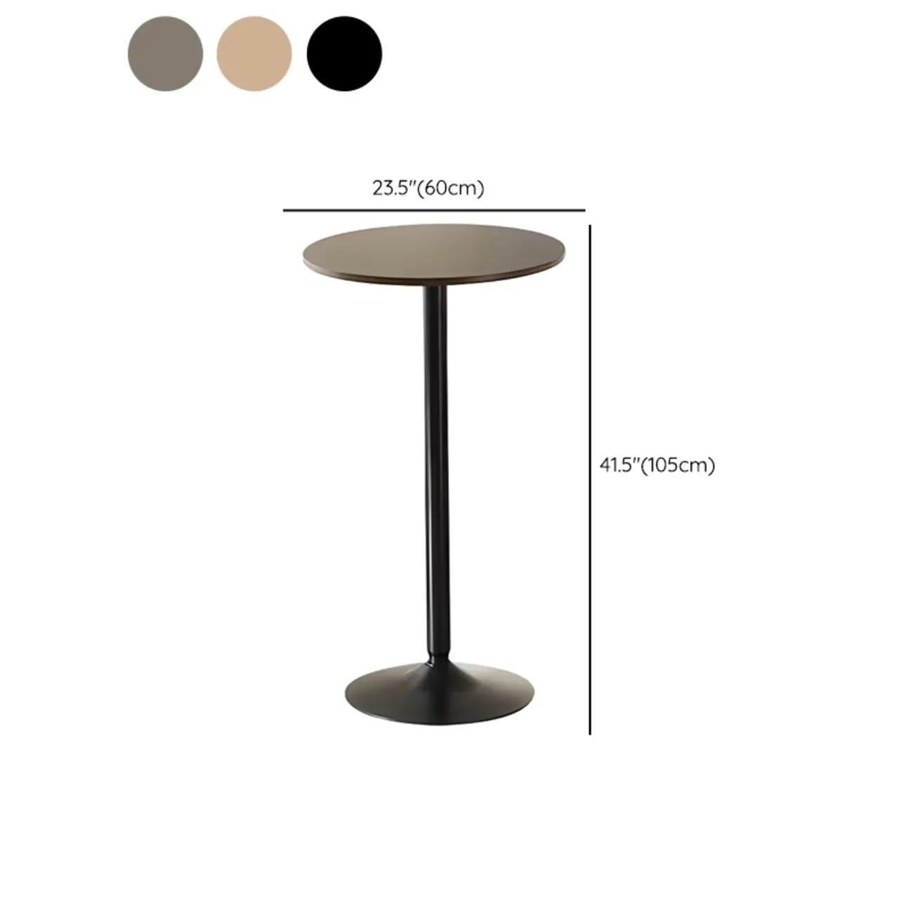 Scandinavian 36 Wooden Round Bistro Table with Metal Pedestal