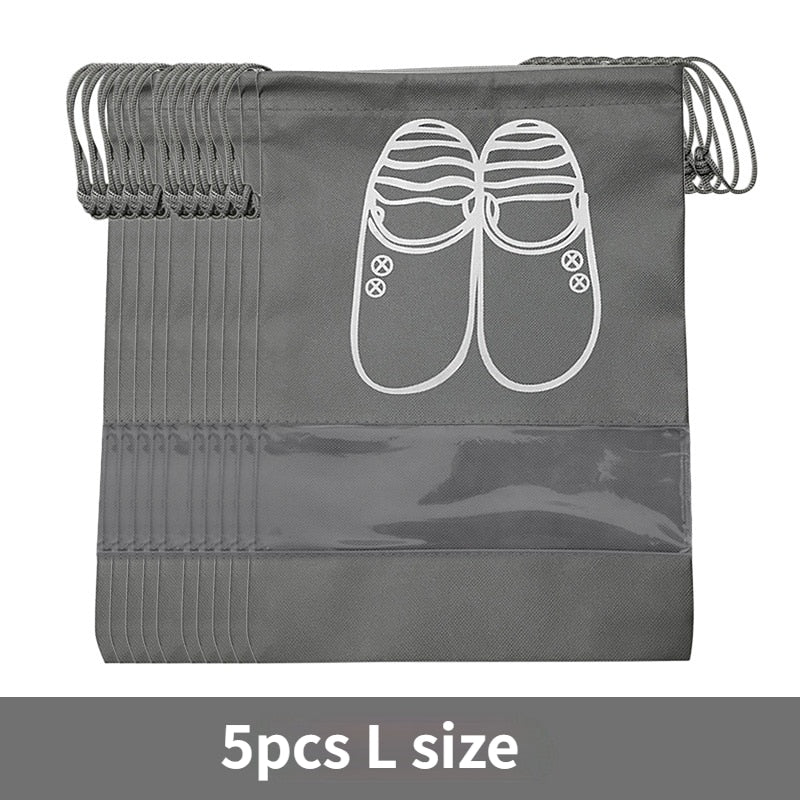 HULIANFU Shoes Storage Bag Closet Organizer Non-woven Travel Portable Bag Waterproof Pocket Clothing Classified Hanging Bag 5pcs L size - Deanwangkt
