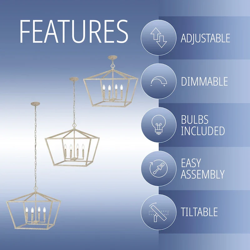 Floyd 4-Light Adjustable Iron Rustic Glam LED Pendant, by JONATHAN Y