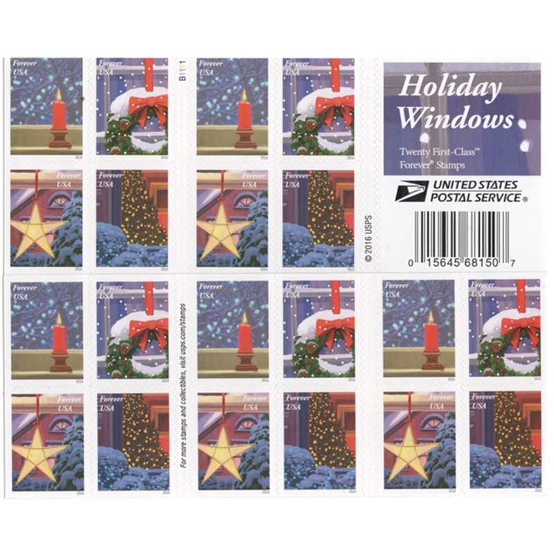 Holiday Windows 2016, (Book of 20) - TWENTYSTAMPS