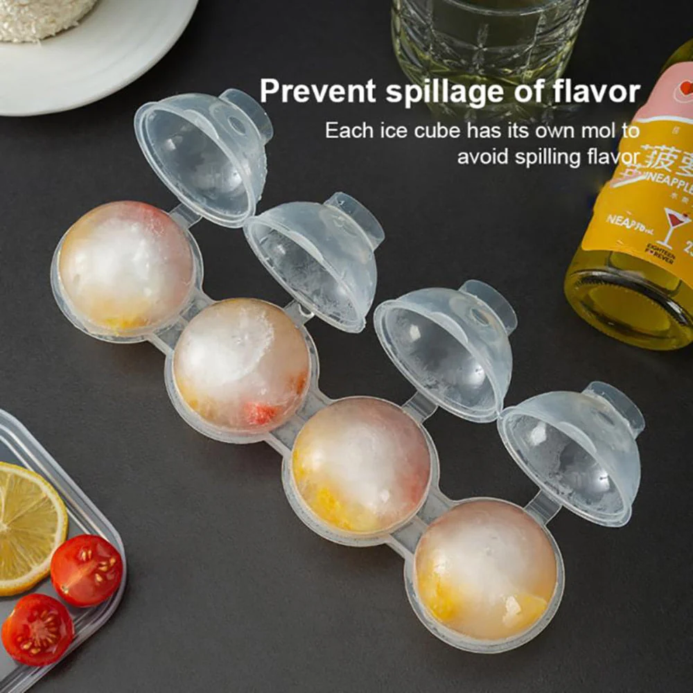 HULIANFU Round 4 Cavity Ice Mould Ice Ball Maker DIY Ice Cream Mold Plastic Whiskey Ice Cube Tray Bar Accessories Tool форма для льда - Deanwangkt