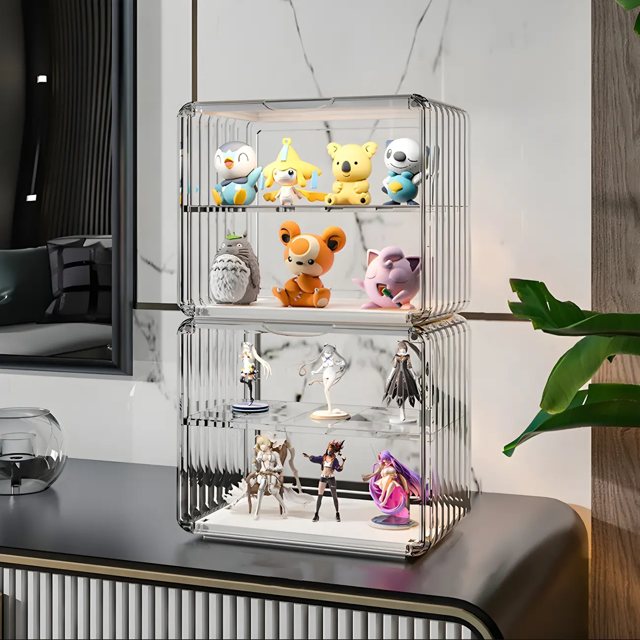 Stylish Stackable Green Clear Acrylic Display Cabinet