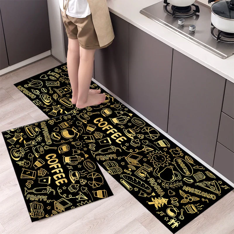 HULIANFU New Hot Sale Kitchen Floor Mat Tableware Pattern Entrance Doormat Bathroom Door Floormat Parlor Anti-slip Antifouling Long Rugs - Deanwangkt