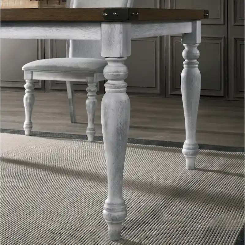 Roundhill Furniture Salines 7-Piece Dining Set, Rustic White and Oak